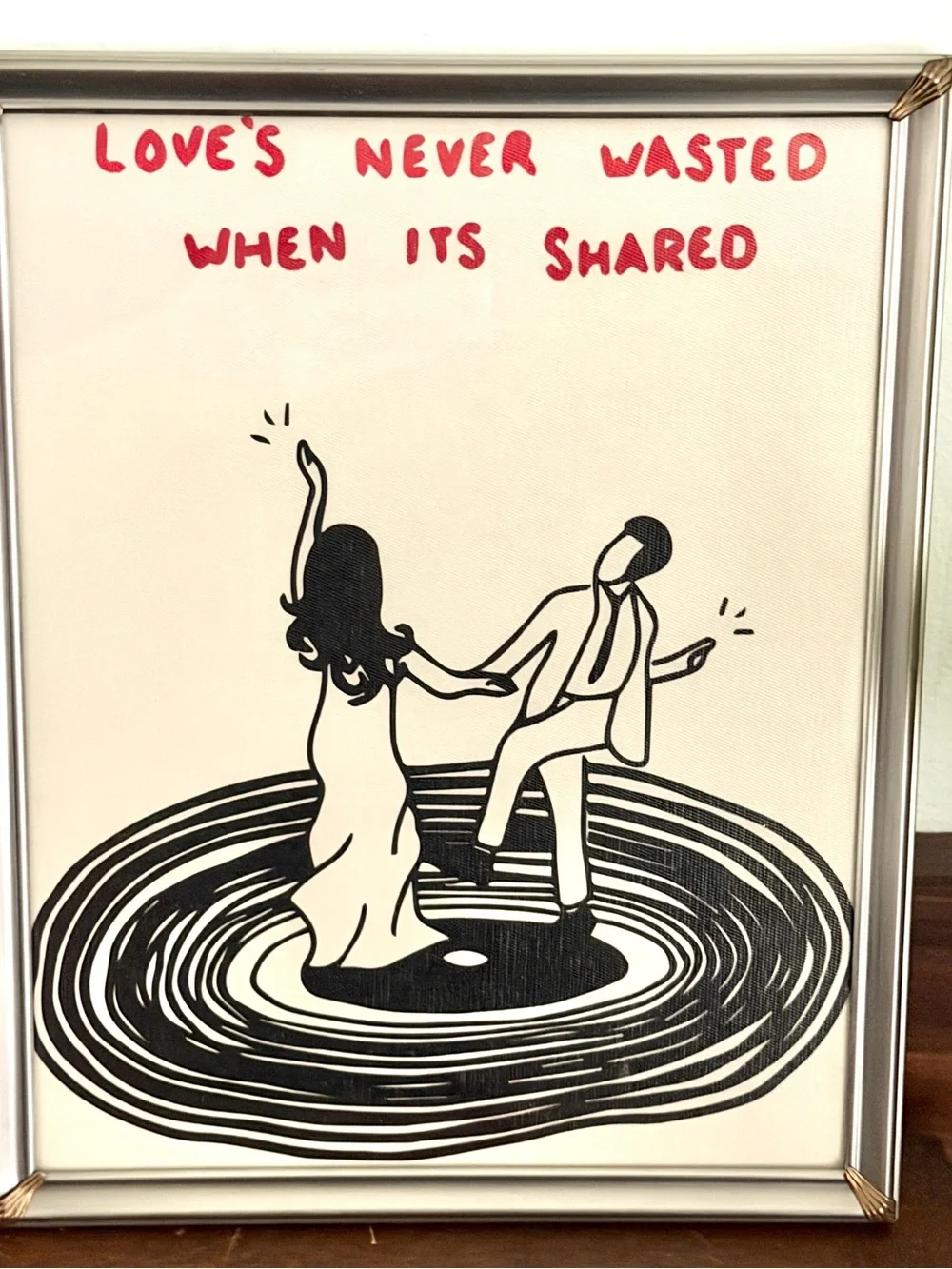 Love’s Never Wasted When It’s Shared Dancing Couple Vinyl Record Print Frame Art